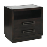 Modern Bedroom Furniture 1pc Nightstand of 2x Drawers LED Light Storage Cubby USB Ports Power B011P201586