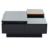 U-Can Movable Top Coffee Table, Modern Square Wood Coffee Table with High Gloss finish, 4 Hidden WF324734AAB