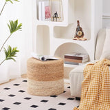 Round Pouf Ottoman Natural Seagrass Pouf Footrest, Foot Stool for Bedroom Living Room Accent 81061069
