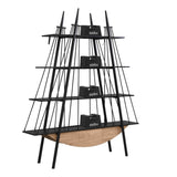 Sailboat-Inspired Bookshelf, 70.87 inch Industrial 4-Tier Open Storage Shelf with Drawer, Wooden & W2317P253500