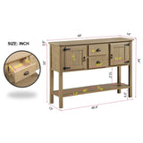 48'' Solid Wood Sideboard Console Table with 2 Drawers and Cabinets and Bottom Shelf, Retro Style W120270248