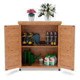 Potting Bench with Storage Cabinet and Metal Table Top for Outdoor Patio,Outdoor Work Station Table 63560690