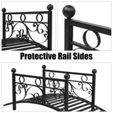 ZNTS 102*51*43cm Garden With Round Iron Ball Flat Top Handrail Garden Iron Bridge Black 61669682