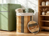 13.2 Gallon Bamboo Laundry Hamper with Lid & Removable Liner, Collapsible Dirty Clothes Basket with 48617882