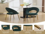 061-Set of 1 Velvet Fabric Chairs With Curved Backrest and Golden Metal Legs for Kitchen or W527P255476