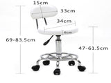Round Shape Adjustable Salon Stool with Back and Line White 46930452
