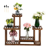 4-Story 7-Seat Indoor And Outdoor Multi-Function Carbonized Wood Plant Stand 80504556