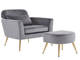 Half Disassembled Single Chair With Gold Feet And Pedals Flannelette Indoor Leisure Chair Dark Gray 65909311