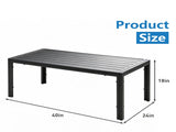 40 Inch Outdoor Coffee Table, Rectangular Metal Patio Coffee Table with Slatted Tabletop, Weather 16097984
