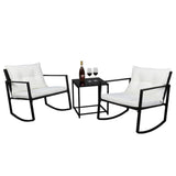 ZNTS Single 2pcs Coffee Table 1pc Exposed Rocking Chair Three-Piece Set Black 86452493