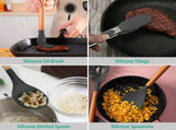 11Pcs Silicone Cooking Utensil Set Heat Resist Wooden Handle Silicone Spatula Ladle Spaghetti Server 44027045