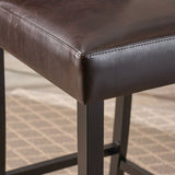 Barstools Set of 2, Counter Height Upholstered Bar Stools for Kitchen Island, Dark Brown Rubberwood N779P254675B