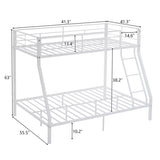 Twin Over Full Metal Bunk Bed for Kids Teens Adults, Heavy Duty Metal Bunk Bed with Ladder & 85584748