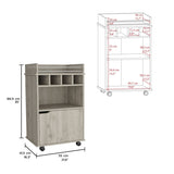 Phoenix Bar Cart with 2 Open Shelves 4 Cubbies and Cabinet B070P173180