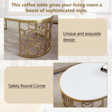 Modern Oval Coffee Table with Cut-Out Pattern Metal Stainless Steel Frame in 47.2" N735P192911K