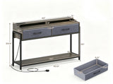 Industrial Console Table with Charging Station, Narrow Entryway Table with 2 AC Outlets USB & Type-C 52400206