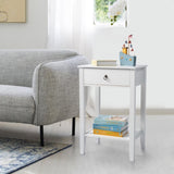 ZNTS FCH Two-layer Bedside Cabinet Coffee Table with Drawer White 28295654