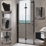 32 "x 72" Bifold Shower Door, 1/4" Tempered Glass, Matte Black Aluminum Frame, Explosion Proof W1675P307147