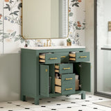 36'' Bathroom Vanity with Ceramic Sink Combo Set, Modern Freestanding Single Bathroom Cabinet with 4 N710P247494F