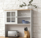 Large Countertop Kitchen Pantry Cabinet,Freestanding Storage Cabinet with Hutch,Glass Doors and T3971P416354