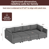 Modern 8-Seater Armless Linen Sectional Sofa, Convertible U Shaped Sofa Couch with with Storage, B2716P356096