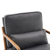 ZNTS Oak Armrest Oak Upholstered Bronzing Cloth Single Lounge Chair Indoor Lounge Chair Dark Grey 30079338