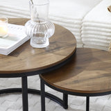 ZNTS Set of 2 Coffee Table Nesting Side Round End Table Top Sturdy Metal Frame Desk Centerpiece Living W1117P209519