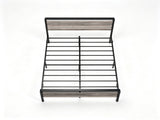 King Size Metal Wood Platform Bed Frame, 3-Panel Wash Grey Wood Grain Headboard with LED Light & 86125033
