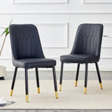 Black dining chairs and living room chairs. PU material and metal legs, suitable for kitchen, living W1151118969