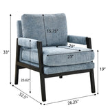 Kelly Mid-Century Modern Chenille Upholstered Accent Armchair, Blue T2574P240945