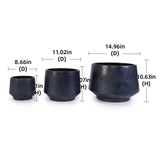 Handmade Black Matte Glazed Ceramic Planter Set of 3, 15/11/9 Inch Diameter, Textured Finish for W3273P321502