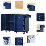 Rolling Mobile Kitchen Island with Drop Leaf - Solid Wood Top, Locking Wheels & Storage Cabinet 52.7 WF287035AAN