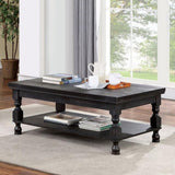 ZNTS Rustic Style Antique Black 1pc COFFEE TABLE Open Bottom Shelf Plank Style Table Top Living Room B011P214573