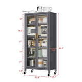 Open-door kitchen shelving Floor-to-ceiling multilevel household microwave storage cabinet bowls W509P164655
