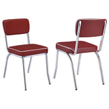 Red and Chrome Upholstered Side Chairs B062P145655