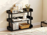 3-Tier Industrial Bookshelf with Anti-Falling Guardrails, 33 LBS Per Shelf Storage Organizer - Black 77860202