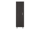 Vernon Slim Storage Cabinet with 4-Tier Shelf and Broom Hangers, Dark Walnut B097P474305