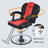 ZNTS Classic Reclining barber Chair Salon Chair for Hair Stylist with Heavy Duty Hydraulic Pump, 360&deg; 96832747