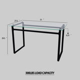 51" 4 person glass dining table set, kitchen set with black metal leg dining table and chairs, 45280953