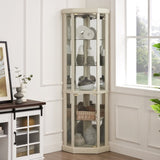 Lighted Corner Curio Cabinet - Elegant Glass Display Case Living Room & Bar Storage - Perfect W1758P294617
