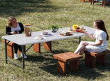 6FT Foldable Table, White Rectangular Portable Table with Carry Handle for Indoor Outdoor Picnic 31986419