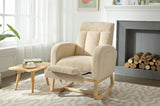 ZNTS Modern Accent Rocking Chair Rocking Chair Solid Wood Legs, adjustable Footrest,Comfy Armchair W2725P254698