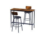 Bar Table Set with 2 Bar stools PU Soft seat with backrest, Rustic Brown, 43.31'' L x 15.75'' W x W1162P144762