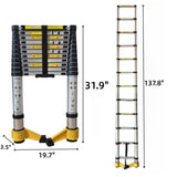 11.5 FT aluminum telescopic ladder, equipped with 360 &deg rotatable stabilizer bar and metal tool W2717P257438