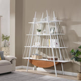 Sailboat-Inspired Bookshelf, 70.87 inch Industrial 4-Tier Open Storage Shelf with Drawer, Wooden & W2317P253454