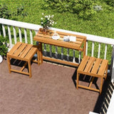 3-in-1 Convertible Outdoor Acacia Wood Furniture - Loveseat Table & Chairs Set Plant 85584061