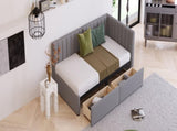 Upholstered Daybed with 2 Storage Drawers Twin Size Sofa Bed Frame No Box Spring Needed, Linen WF299017AAE