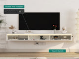 Floating TV Stand, Wall Mounted TV Shelf with Led Lights & Power Outlet, Cabinet for tv Stands for W1321P311892