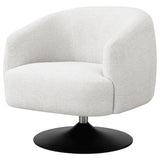 ZNTS Beige and Matte Black Upholstered Swivel Accent Chair B062P145618