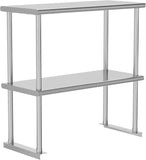 Double Overshelf 2 Tier Stainless Steel Shelf 12 x 36 Inch, Weight Capacity 330lb for Prep & Work W1192P301315